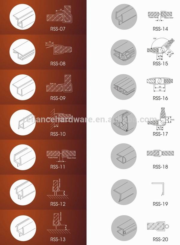 Wholesale high quality pvc shower room glass door seals with great price